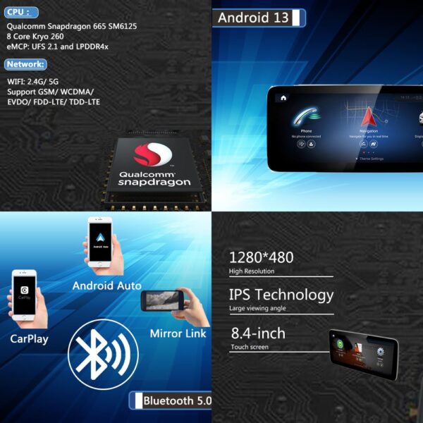 DRIKSWVE Android 13 W166 Android Auto Carplay Screen with Qualcomm Snapdragon 665 8 Core for Mercedes Benz GLE/ GLS Class W166 NTG5.0 2016-2018 - Image 2