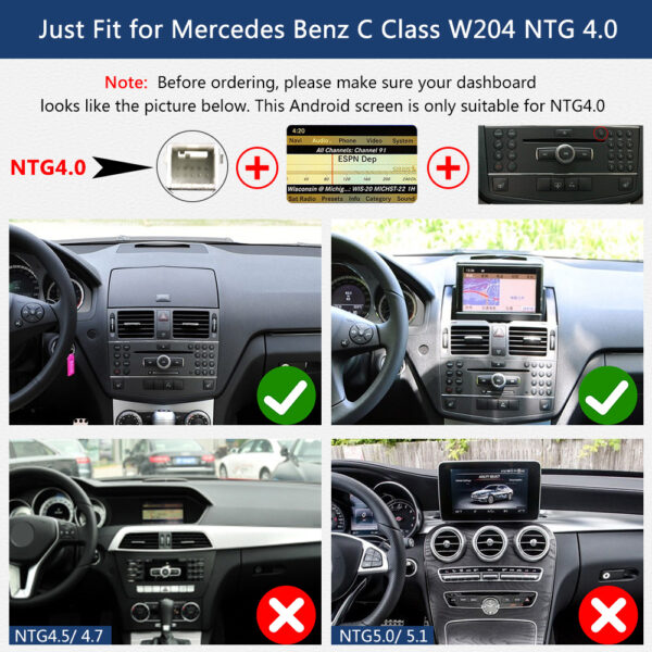 DRIKSWVE W204 Android Auto Screen with Snapdragon 665 1920*720HD Anti-glare Monitor for Mercedes Benz C Class/ CLK W204 NTG4.0 System - Image 4