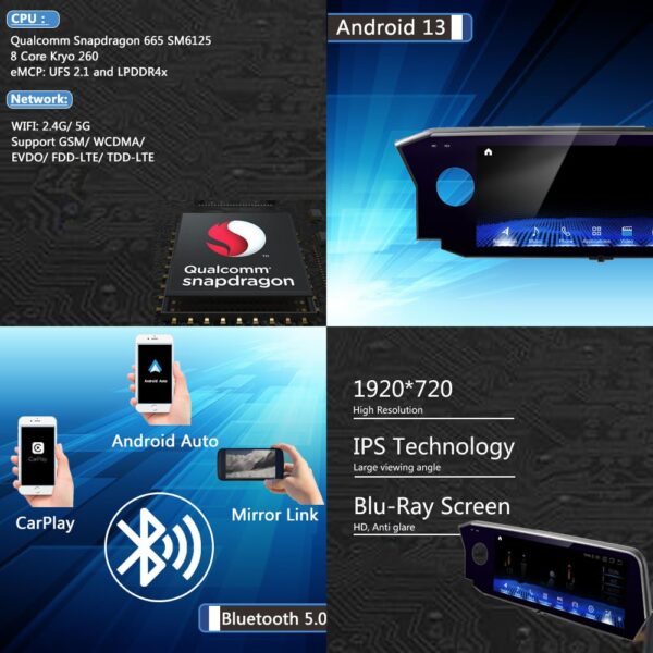 DRIKSWVE Android 13 Wireless Carplay & Android Auto Screen with Snapdragon 665 8 Core Multimídia Automotiva Car Stereo Blu-Ray for Lexus ES 2013-2020 Year - Image 3