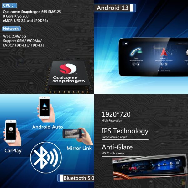 DRIKSWVE Android 13 Wireless Carplay & Android Auto Screen with Snapdragon 665 8 Core Multimídia Automotiva Car Stereo for Mercedes Benz S Class W221 NTG3.0/ NTG3.5 2005-2013 - Image 2