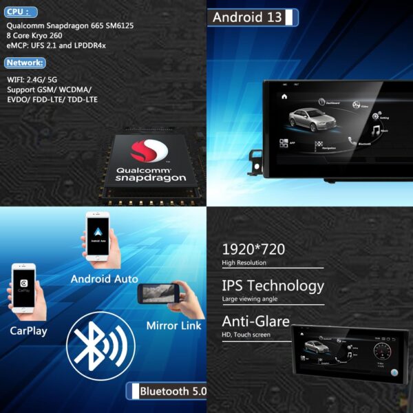 DRIKSWVE  Android 13 Wireless Carplay & Android Auto Screen with Snapdragon 665 8 Core Multimídia Automotiva Car Stereo for Audi A6L MIB B9 2012-2018 Year - Image 2