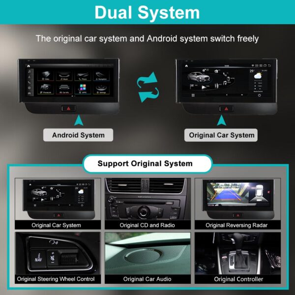 DRIKSWVE Android 13 Audi Q5 Android Auto Carplay Screen with Qualcomm Snapdragon 665 8 Core for Audi Q5 2009-2021 - Image 3