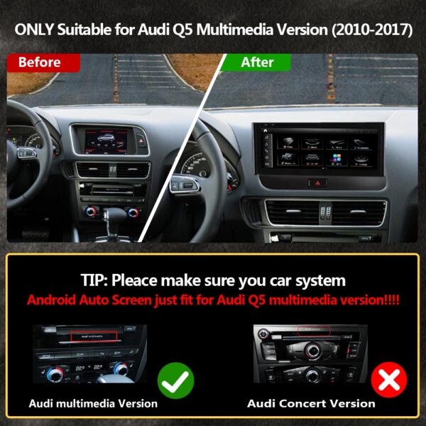 DRIKSWVE Android 13 Audi Q5 Android Auto Carplay Screen with Qualcomm Snapdragon 665 8 Core for Audi Q5 2009-2021 - Image 5
